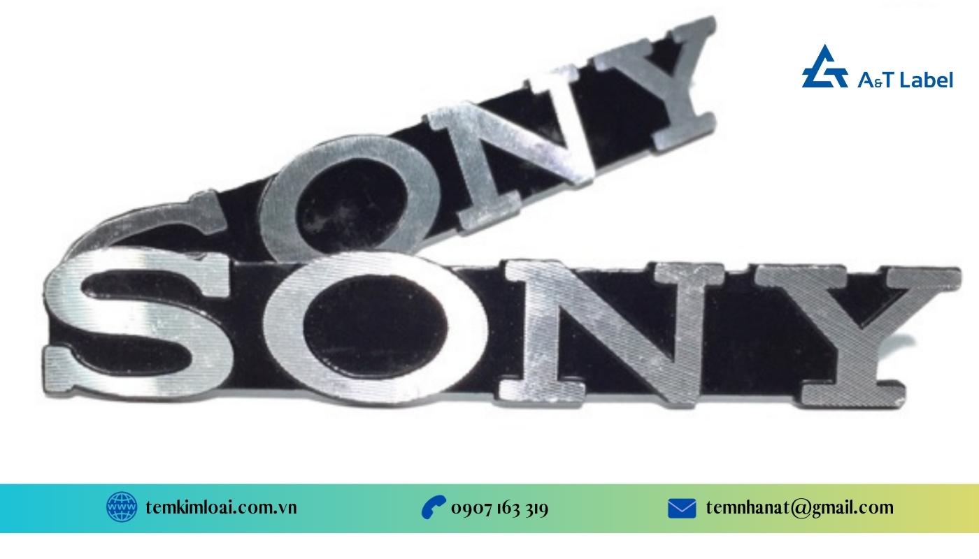 Thương hiệu tem loa Sony từ nhôm xước