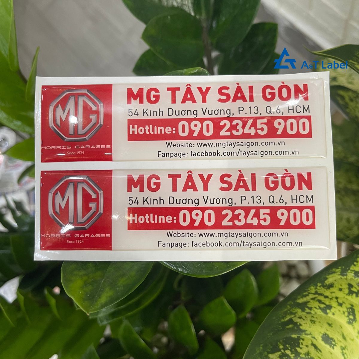 Mẫu tem nhựa epoxy thông tin của hàng